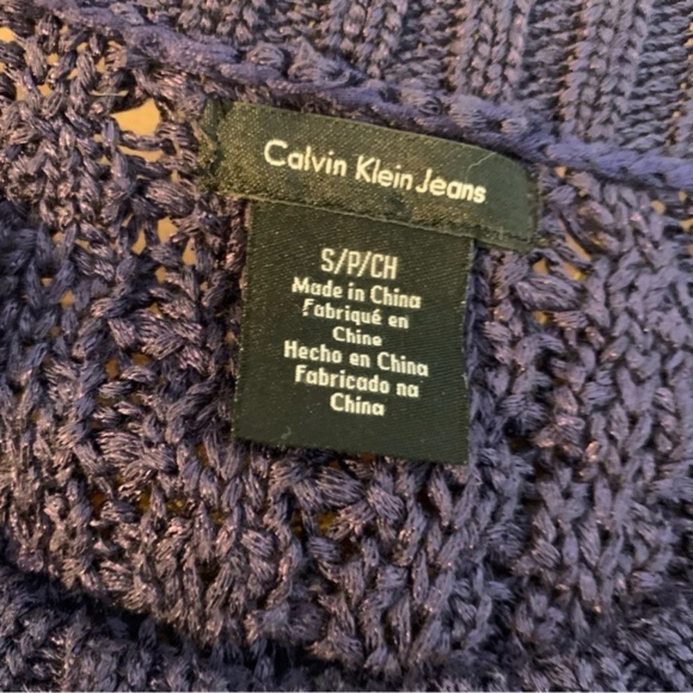 Calvin Klein Jeans Bluish Purple Knit Pullover Sweater Crewneck Loose Knit Small - Picture 8 of 10